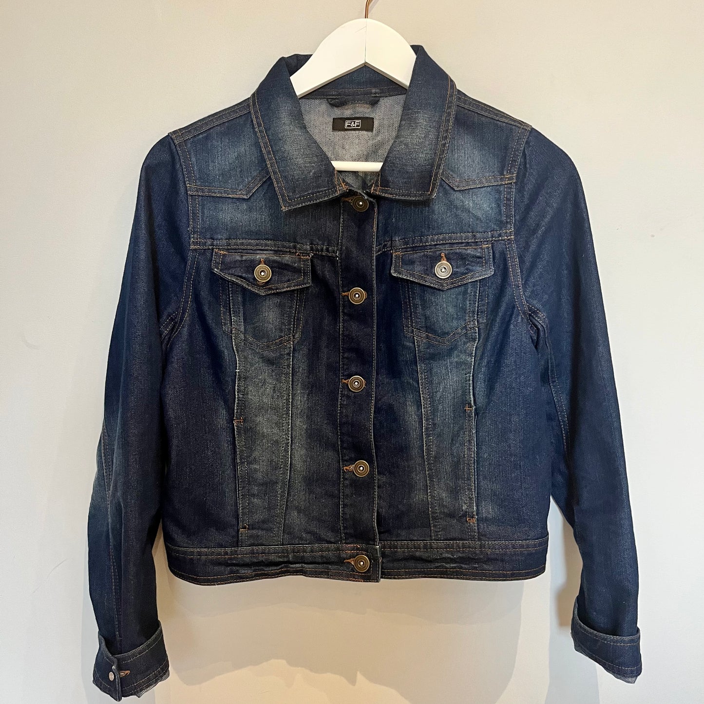 Cow Print Denim Jacket | Size 8