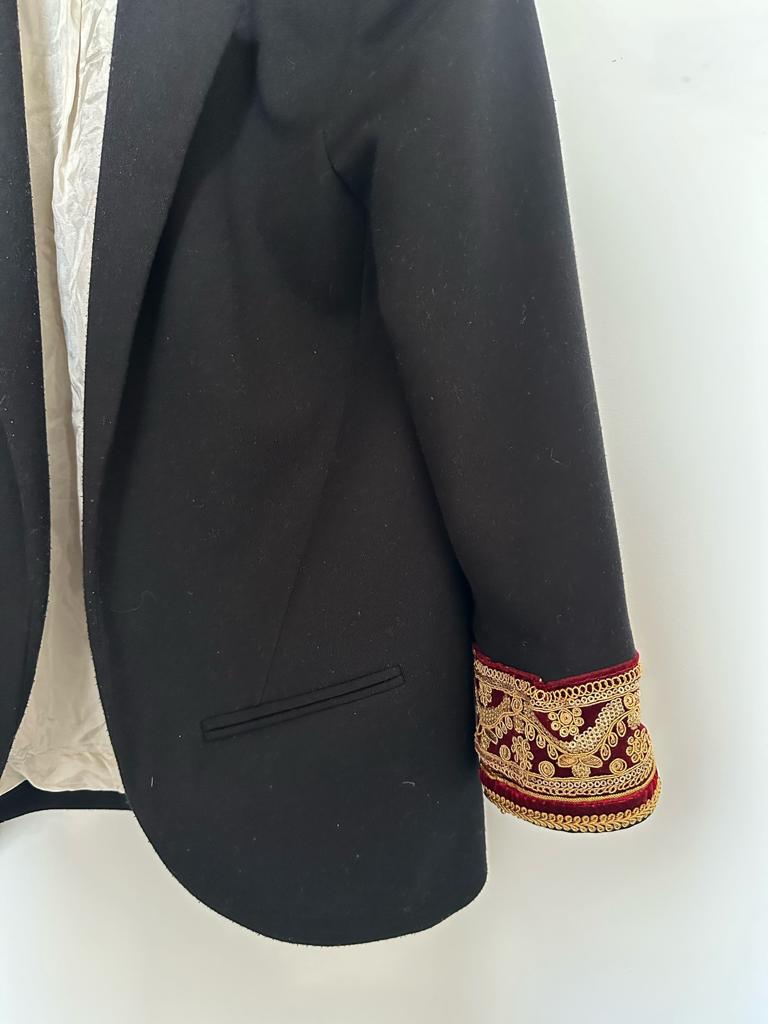 Black Blazer | Burgundy Velvet Cuffs | Size 8