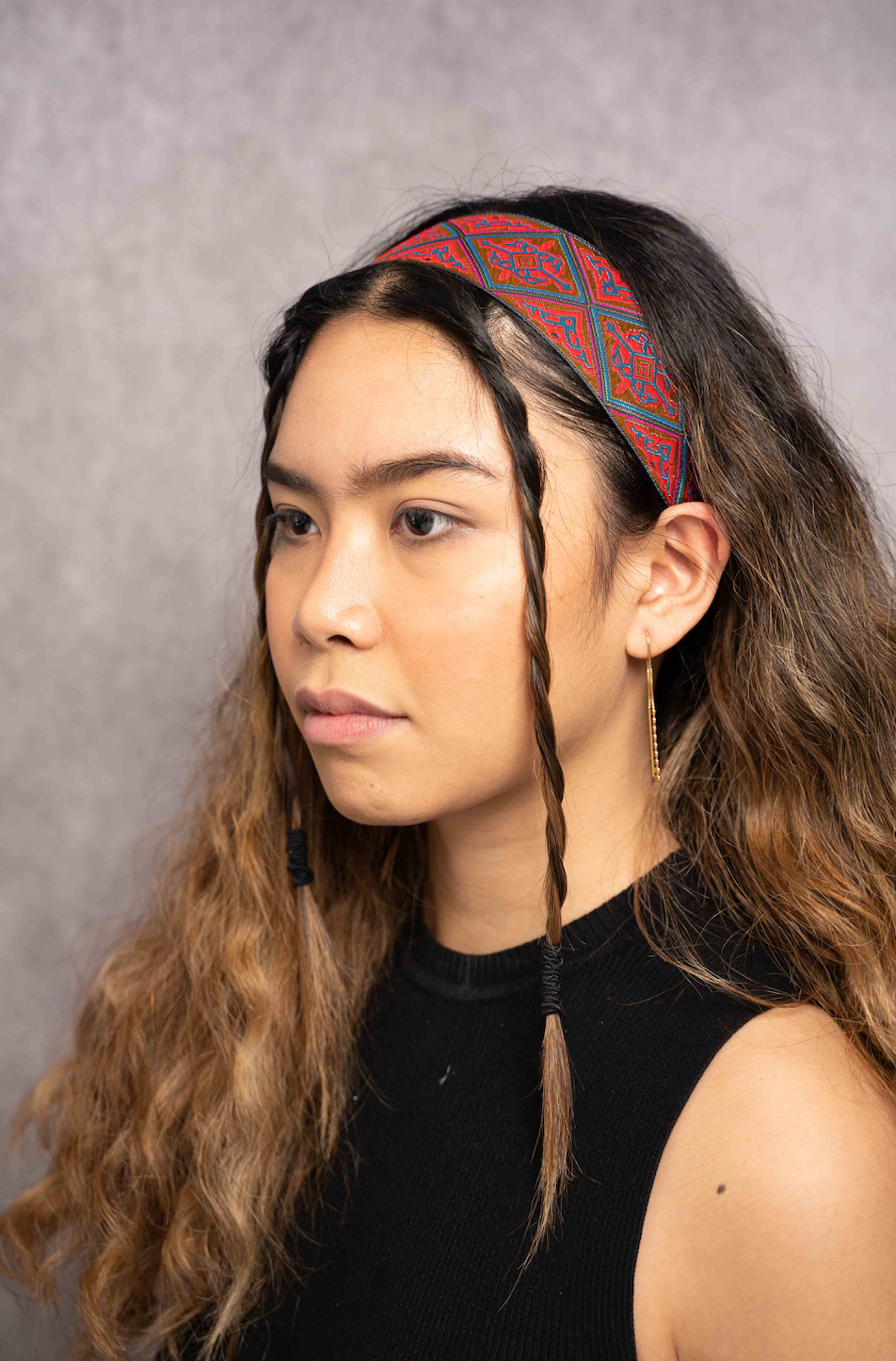 Geometric orange and red headband