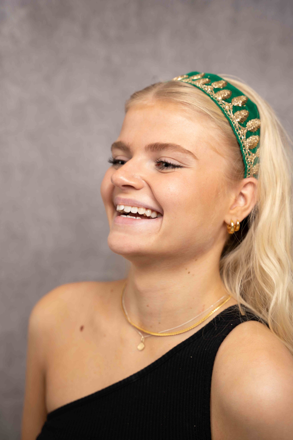 velvet green and gold headband
