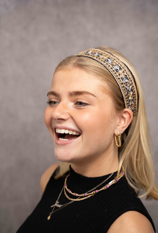 Blue and black headband