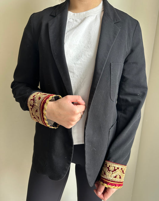 Black Blazer | Gold and Red velvet | SIZE 10
