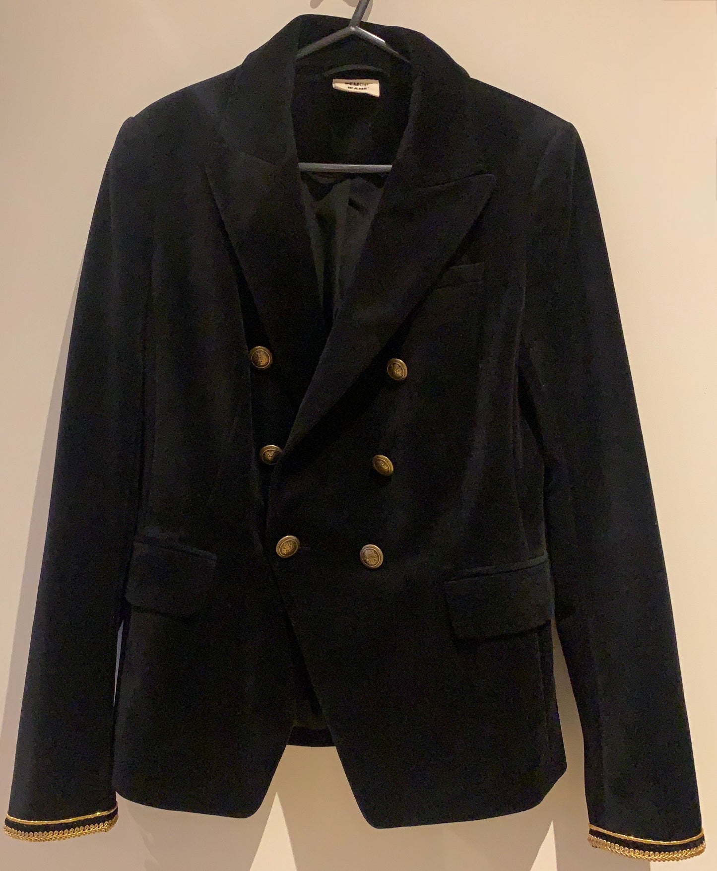 Black velvet blazer | Black velvet trims | Size 10