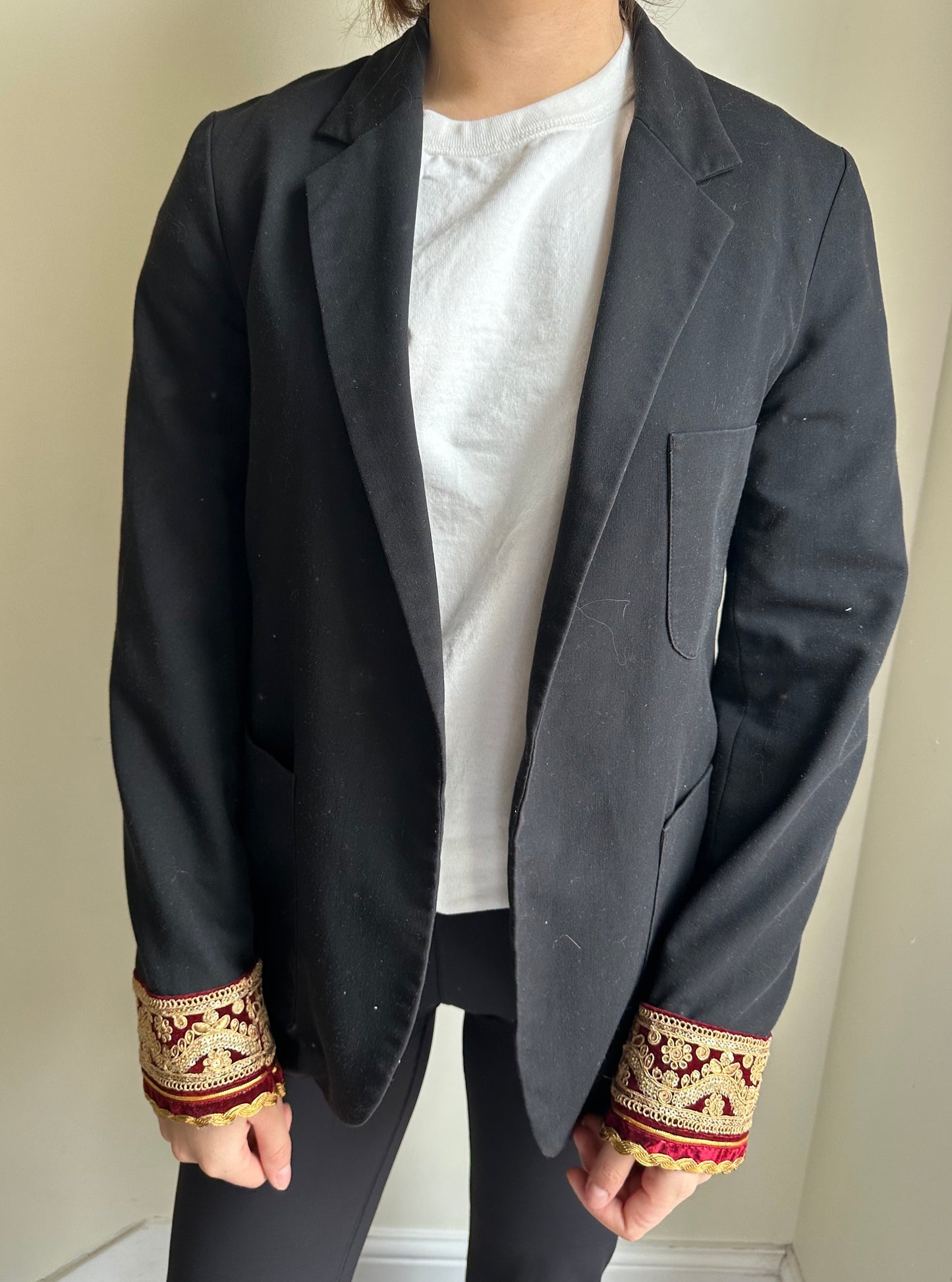 Black Blazer | Gold and Red velvet | SIZE 10