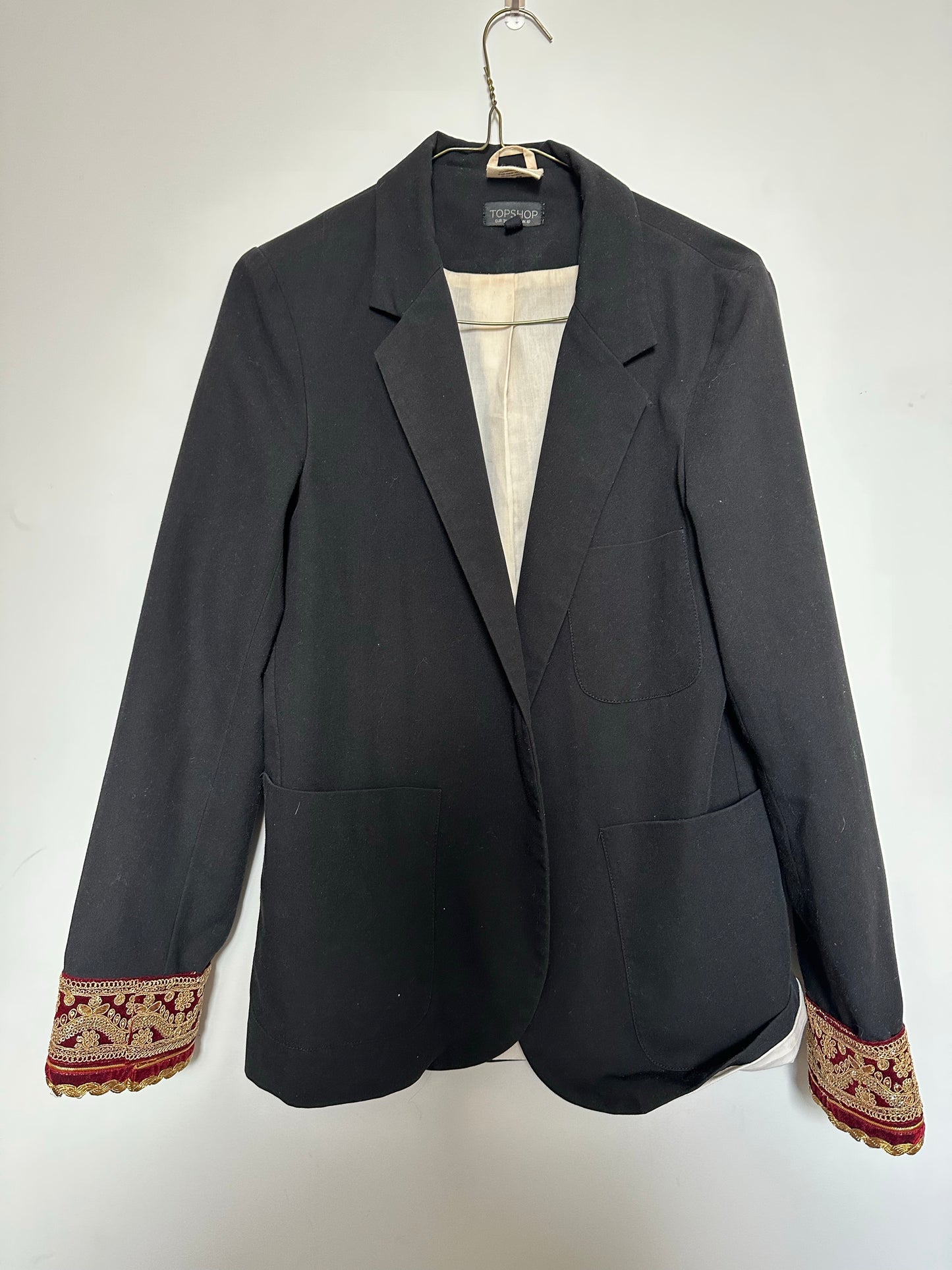 Black Blazer | Gold and Red velvet | SIZE 10