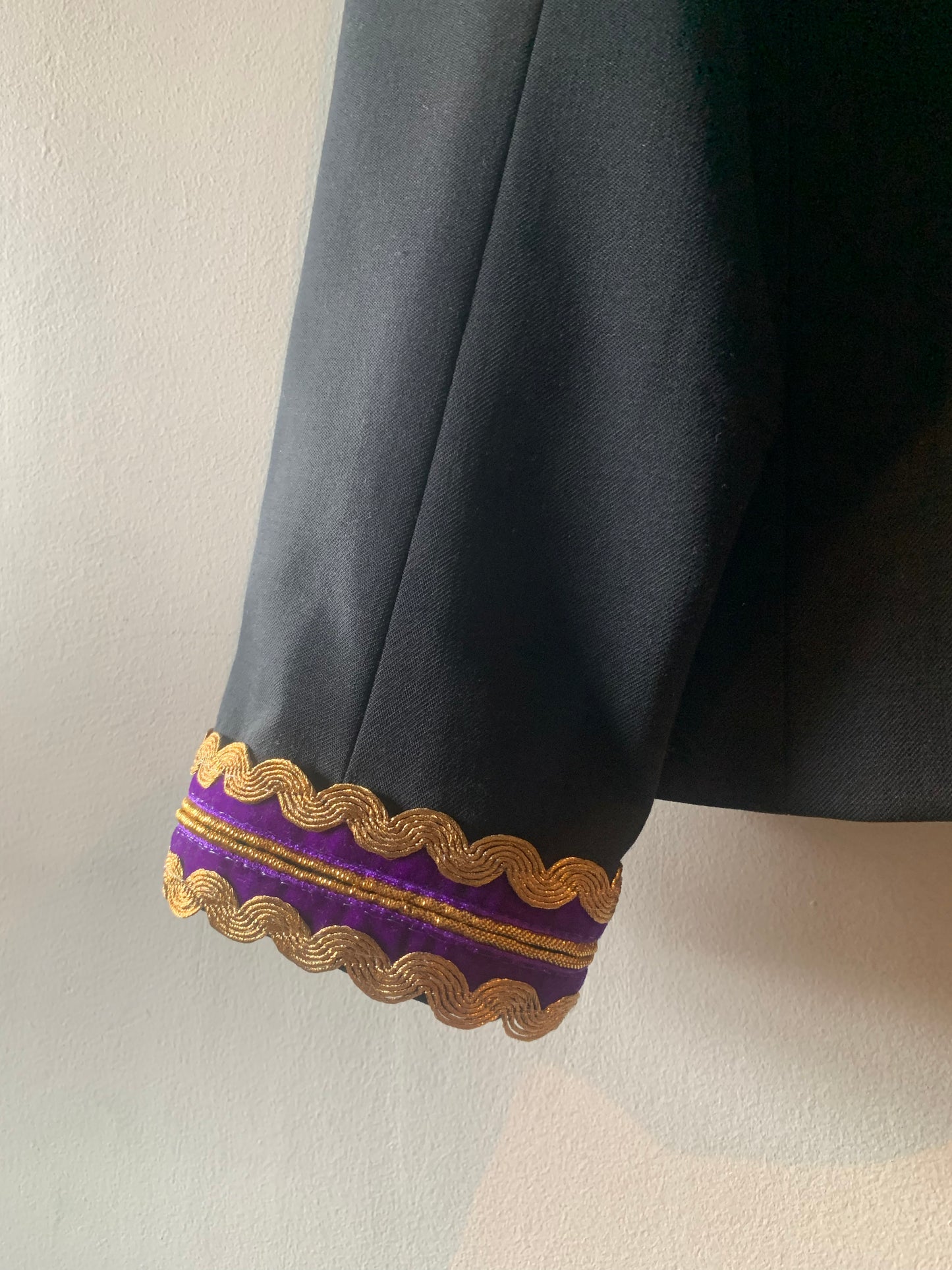Black Blazer | Violet Velvet Cuffs | Size 10